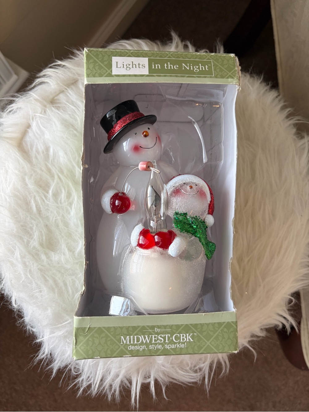 White Snowman Holiday night  Light